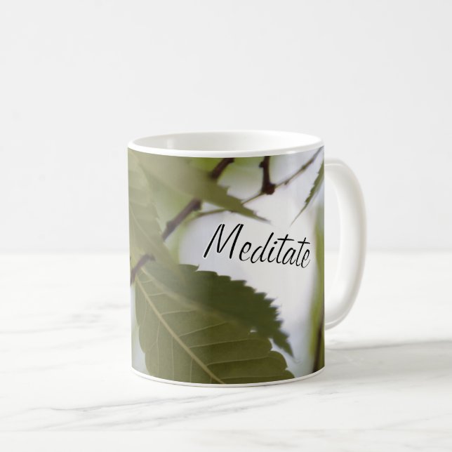 Taza De Café Méditer sur la nature vert jardin feuille belle (Anverso derecho)