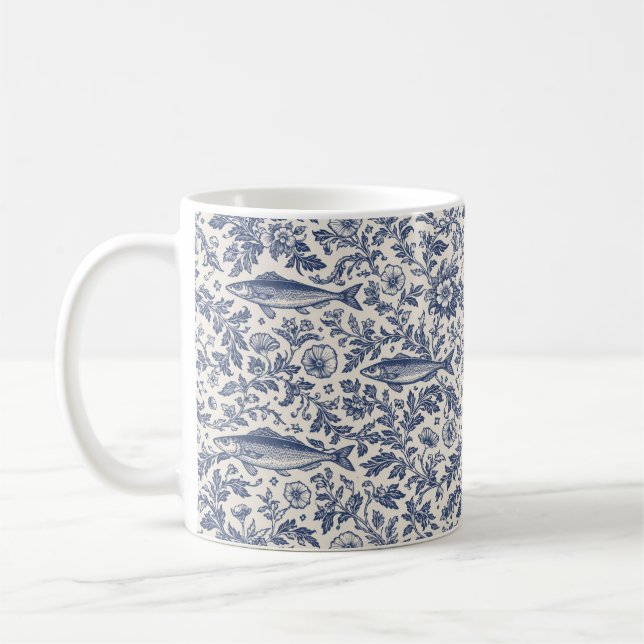 Taza De Café Mediterranean Sardine Chinoiserie Mug (Izquierda)
