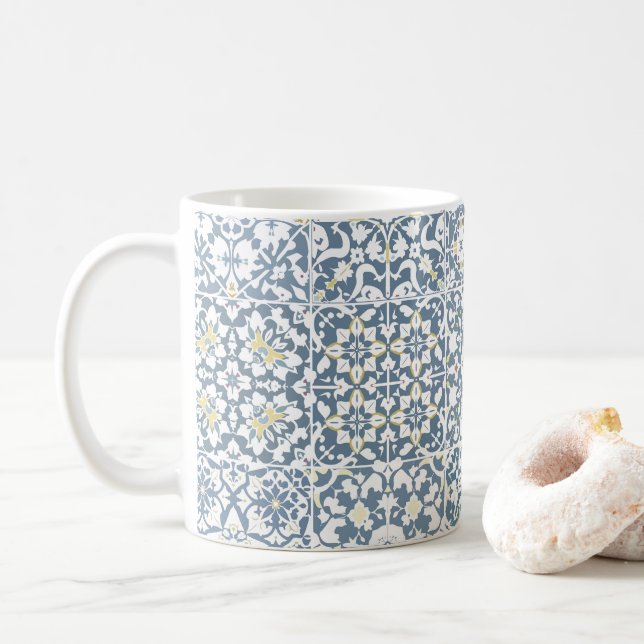 Taza De Café Mediterranean Tiles, Moroccan, Majolica, Azulejo (Con donut)
