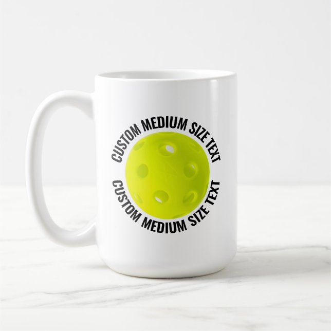 Taza De Café Medium Personalized Text Pickleball 15 oz. Custom (Izquierda)