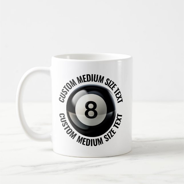 Taza De Café Medium Personalized Text Poll 8 Ball 11oz. Custom (Izquierda)