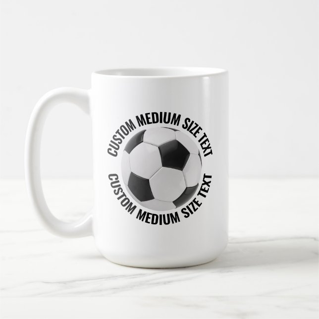 Taza De Café Medium Personalized Text Tennis Ball 15 oz. Custom (Izquierda)