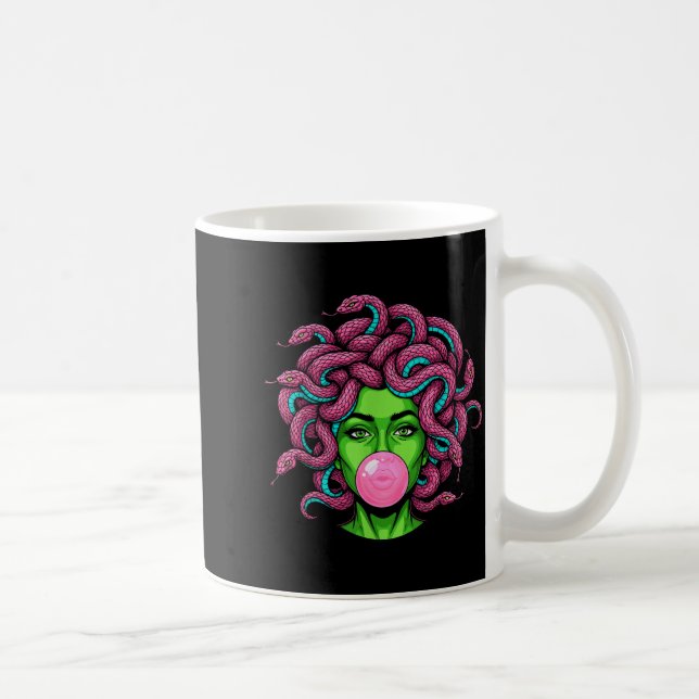Taza De Café Medusa Blowing Bubblegum P Art Mythology Design  (Derecha)