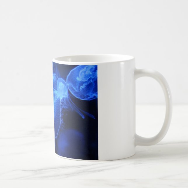 Taza De Café Medusas de neón azules (Derecha)