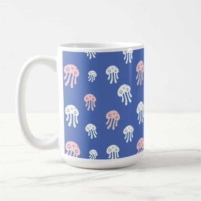 Taza De Café Medusas sobre fondo azul (Izquierda)