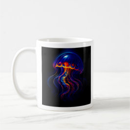 Taza De Café Méduse Fluorescente Fond Marin