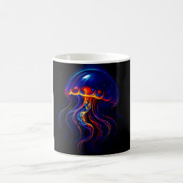 Taza De Café Méduse Fluorescente Fond Marin