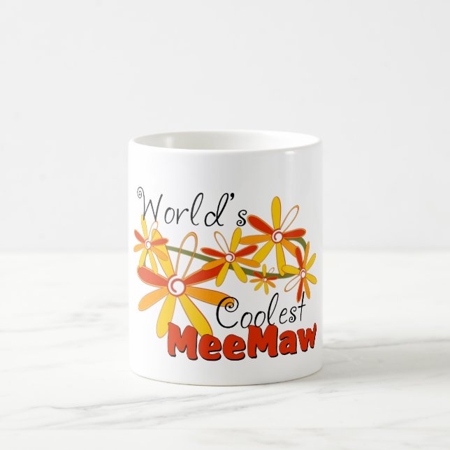 Taza De Café Meemaw más fresco del mundo floral (Centro)