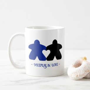 Taza De Café Meeples in Love, Blue & Black Mug