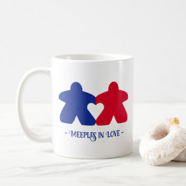 Taza De Café Meeples in Love, Blue & Red Mug