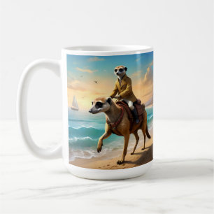 Taza De Café Meerkat Jockey Sobre Un Caballo De Meerkat,