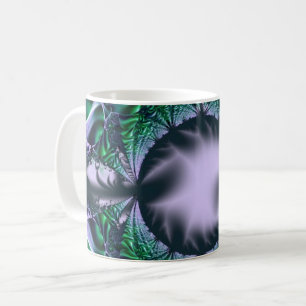 Taza De Café Meg Arte fractal verde y azul