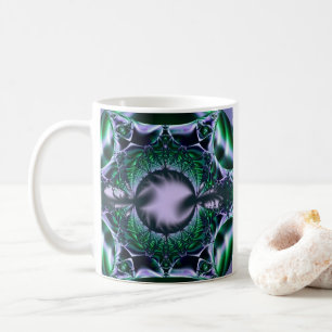 Taza De Café Meg Arte fractal verde y azul