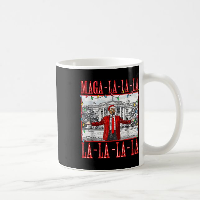 Taza De Café Mega La La La Navidades Santa Funny Trump Xmas Paj (Derecha)