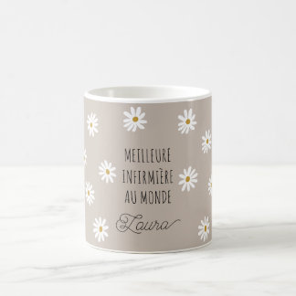 Taza De Café Meilleure infirmière au monde marguerites prénom