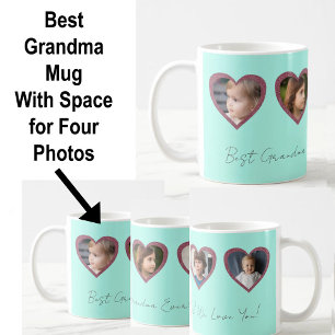 Taza De Café Mejor Abuela Corazones Acuáticos Collage de Fotos