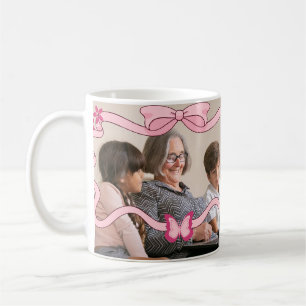 Taza De Café Mejor Abuela De Mariposa Rosada Y Nietos