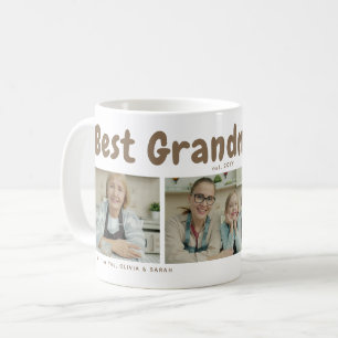 Taza De Café Mejor Abuela del Mundo Brown 3 Collage de Fotos Co