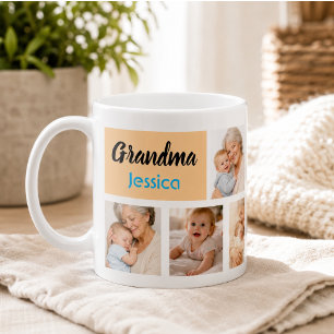 Taza De Café Mejor Abuela del Mundo Collage de Fotos Abuelos