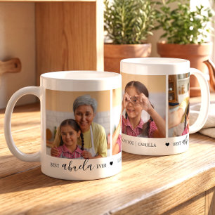 Taza De Café Mejor Abuela del Mundo Collage de Fotos Personaliz