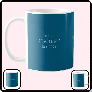 Taza De Café Mejor Abuela Est Fecha Personalizada Elegante Verd