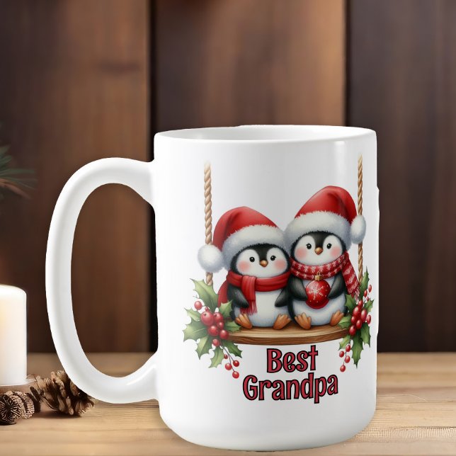 Taza De Café Mejor Abuelo de los Pingüinos navidades (Cute Christmas Penguins Best Grandpa Mug)