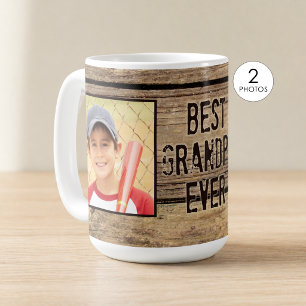Taza De Café Mejor Abuelo del Mundo Madera Rústica 2 Fotos