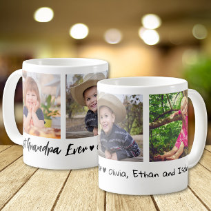 Taza De Café Mejor abuelo del mundo Nietos 3 Collage de fotos