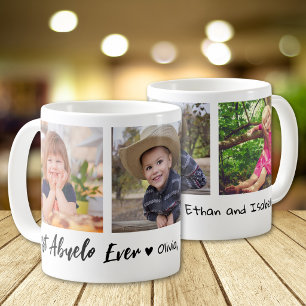 Taza De Café Mejor Abuelo del Mundo Nietos 3 Collage de Fotos