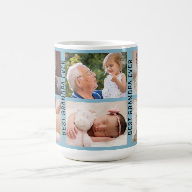 Taza De Café Mejor abuelo jamás 6 Personalizado fotográfico azu (Centro)