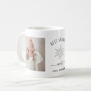 Taza De Café Mejor abuelo jamás   Dos copos de nieve con foto y