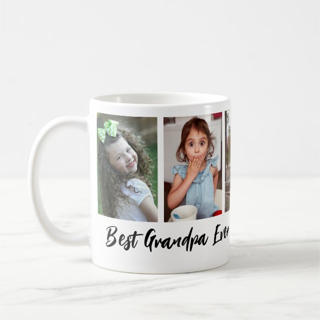Taza De Café Mejor abuelo jamás nietos 5 Collages de fotos (Izquierda)