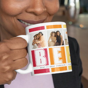 Taza De Café Mejor amiga moderna 6 Fotocolage Rayas retro