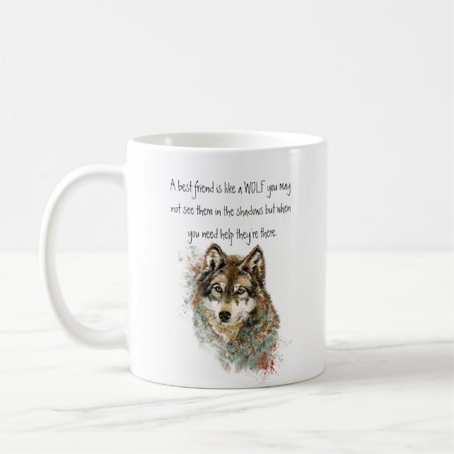 Taza De Café Mejor amigo Inspirador, lobo de citas (Izquierda)