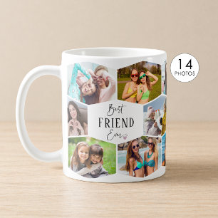 Taza De Café Mejor Amigo Jamás 14 Colaje de Fotos Patrón Hexágo
