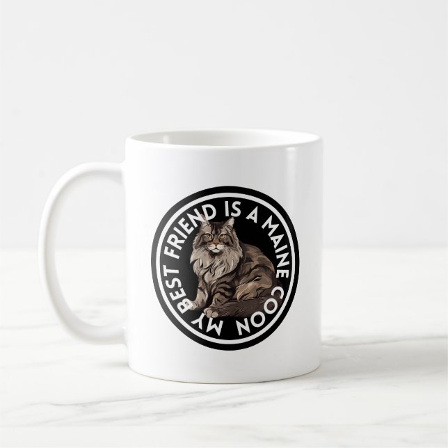 Taza De Café Mejor Amigo Maine Coon Cat (Izquierda)