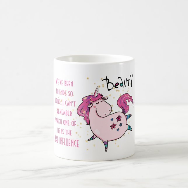 Taza De Café Mejor Amigo MALA INFLUENCIA Unicornio Bailando (Centro)