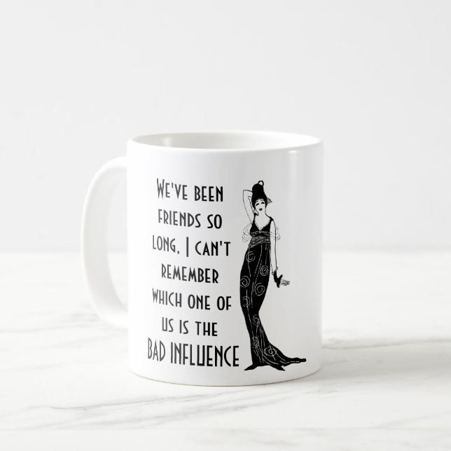 Taza De Café Mejor Amigo MALO INFLUENCIA Cita Humor Regalo (Anverso izquierdo)