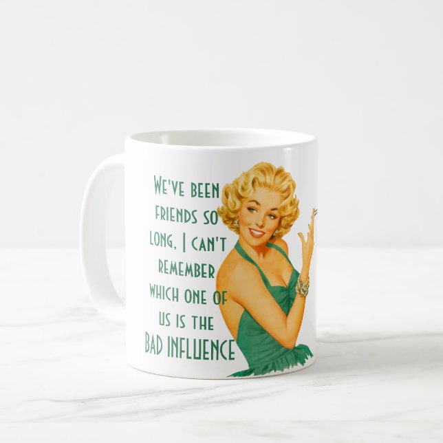 Taza De Café Mejor Amigo MALO INFLUENCIA Cita Humor Regalo (Anverso izquierdo)