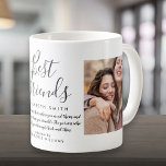 Taza De Café Mejor Amigos Elegante Guión Moderno Cita 2 Foto<br><div class="desc">Personalice con sus 2 fotos favoritas y el nombre y cita de su mejor amigo para crear un regalo único. Una manera perfecta de mostrarles lo asombrosos que son todos los días. Diseñado por Thisisnotme©</div>