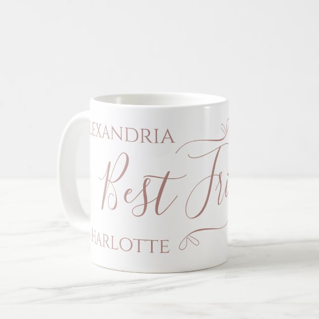 Taza De Café Mejor Amigos Personalizados Minimal Moderno (Anverso izquierdo)