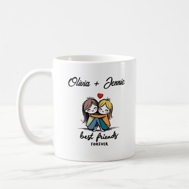 Taza De Café Mejor Amigos Personalizados Para Siempre Mug - Reg (Izquierda)