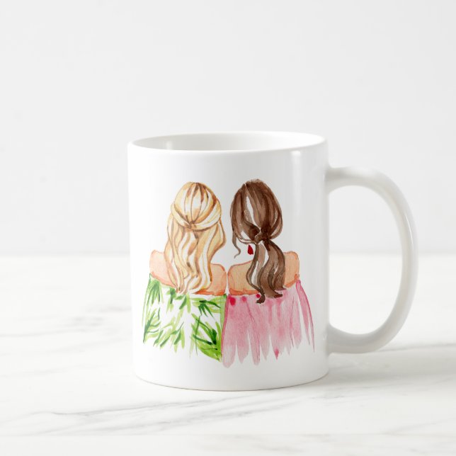 Taza De Café Mejor Amigos Regalo Mug Blonde y Brunette (Derecha)