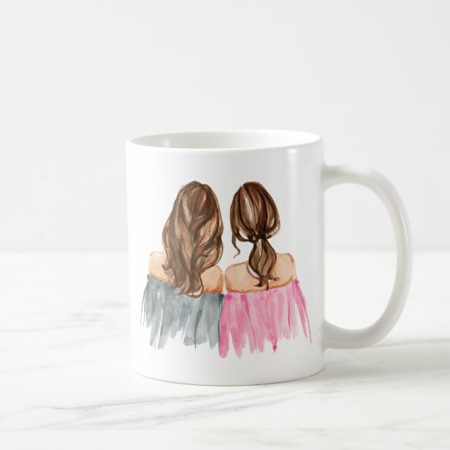 Taza De Café Mejor Amigos Regalo Mug Dos Chicas Brunette (Derecha)