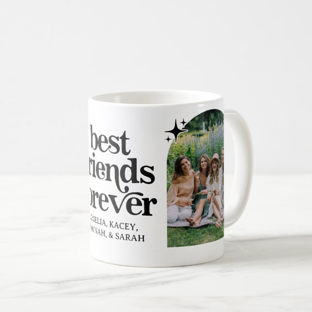 Taza De Café Mejor Amigos Retro Para Siempre Amigo Fotográfico  (Anverso derecho)