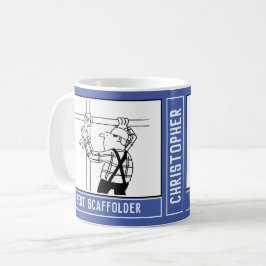 Taza De Café Mejor andamiero Cartoon con opción de nombre.