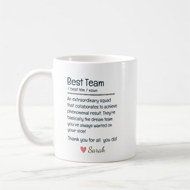 Taza De Café Mejor Apreciación Personalizada del Equipo (Izquierda)