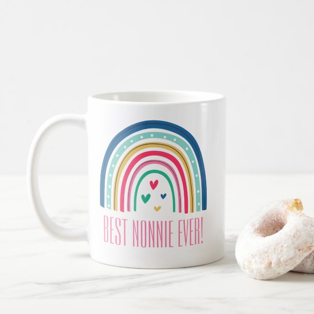 Taza De Café Mejor Arcoiris Nonnie Ever (Con donut)