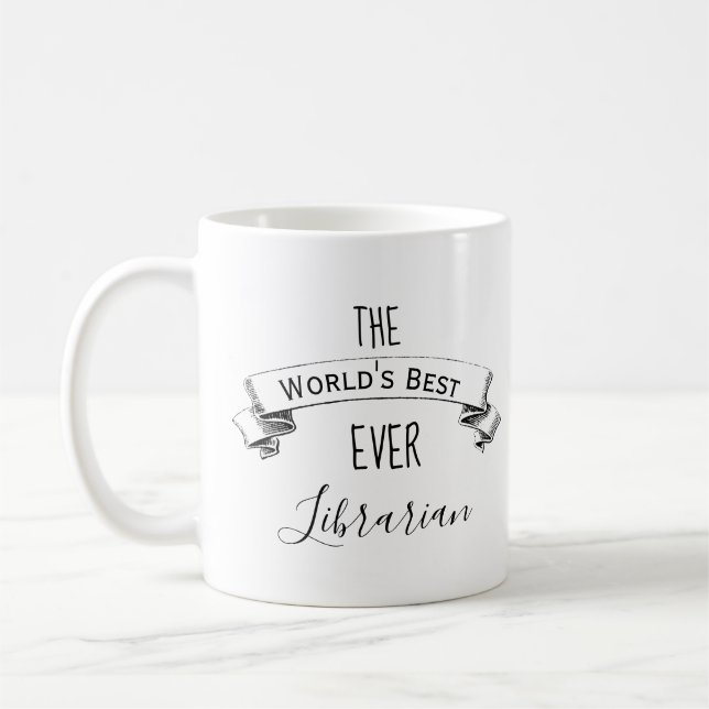 Taza De Café Mejor Bibliotecario Personalizado Del Mundo (Izquierda)