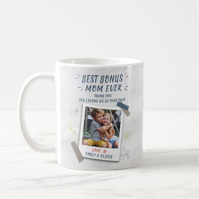 Taza De Café Mejor Bono Mamá Día de la Madre Stepmom Foto (Izquierda)